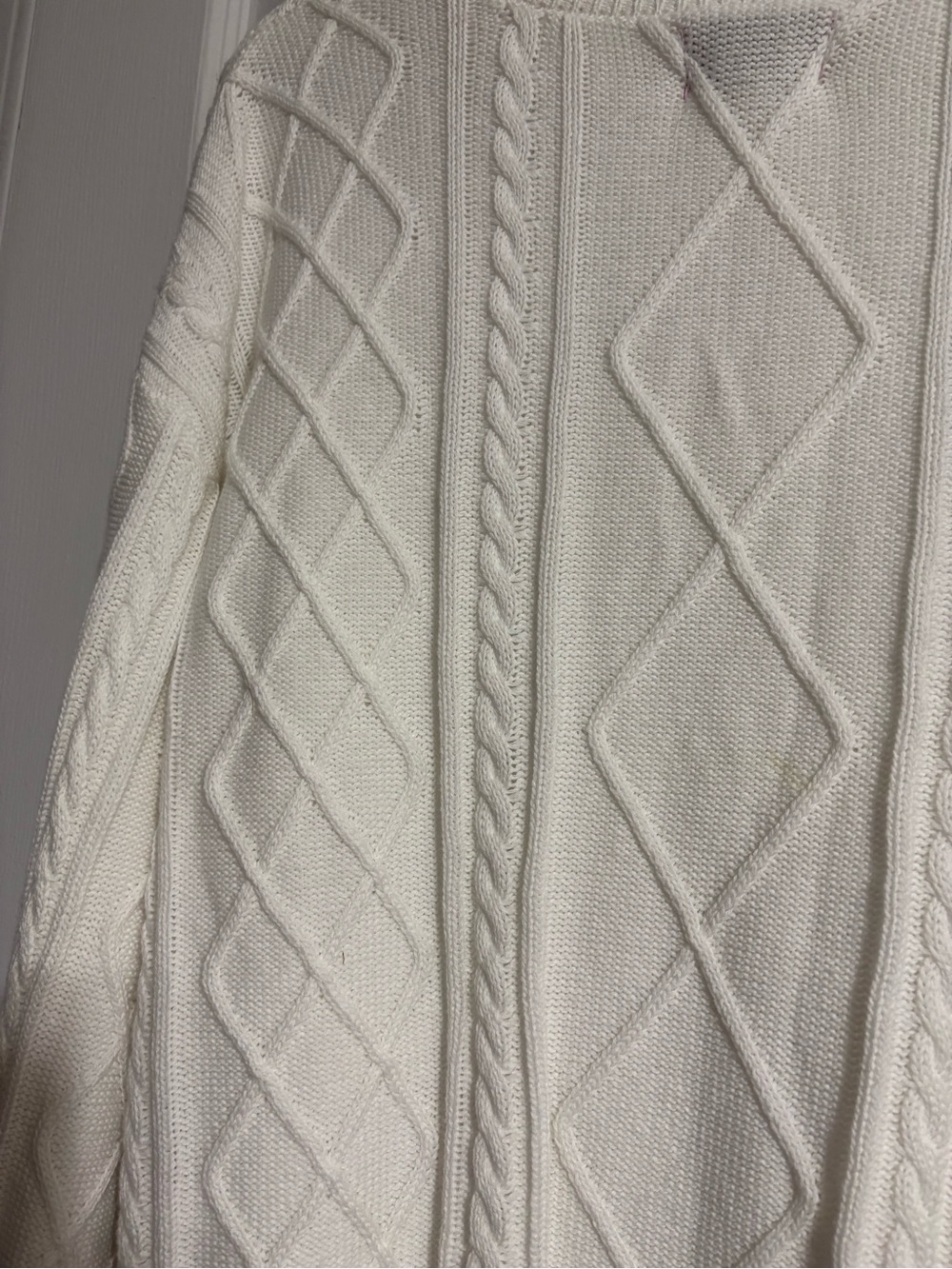 Women's Cable Knit Sweater - Cream size small - Picture 3 of 6